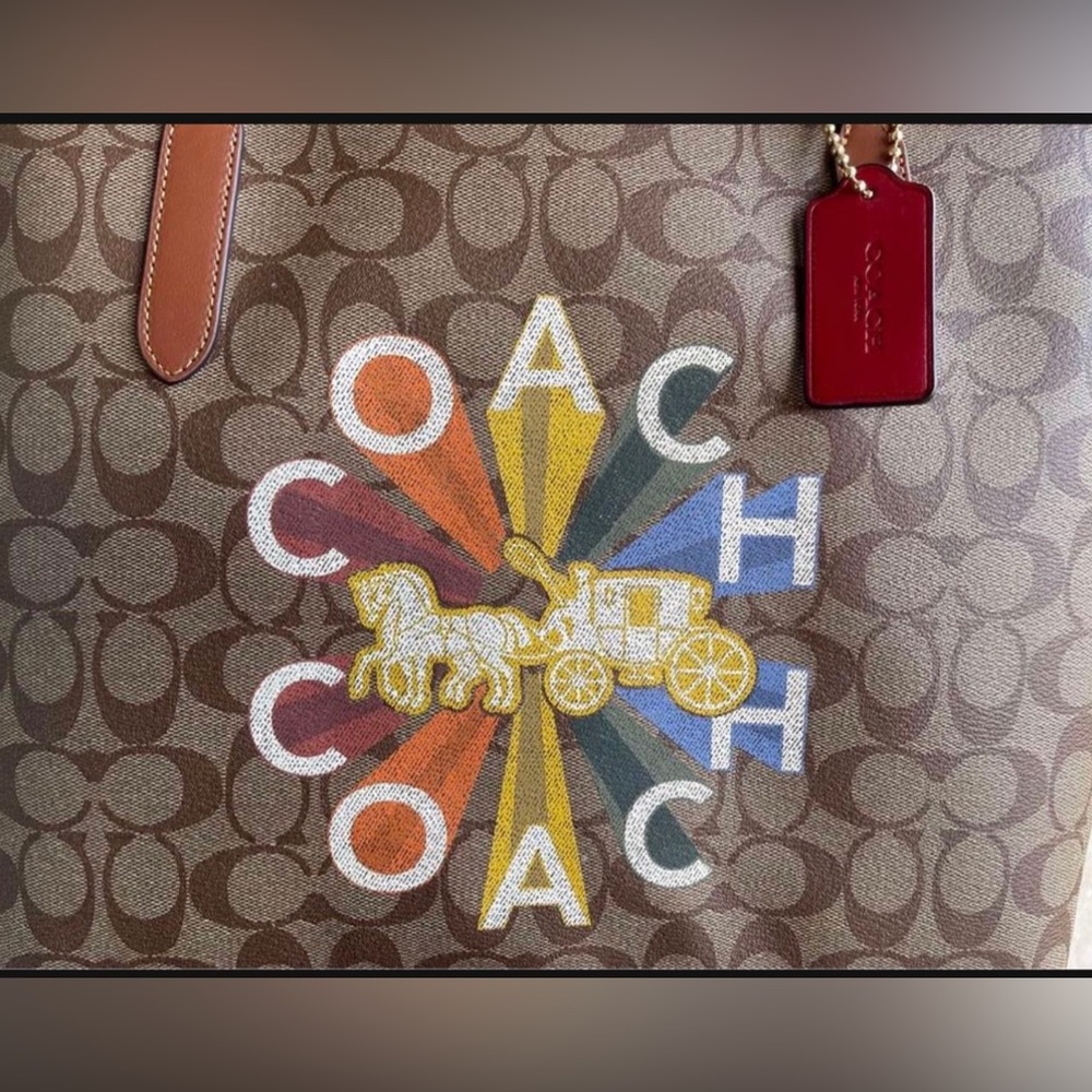 Coach Rainbow City Tote In Signature Canvas with small Wristlet - Picture 4 of 11